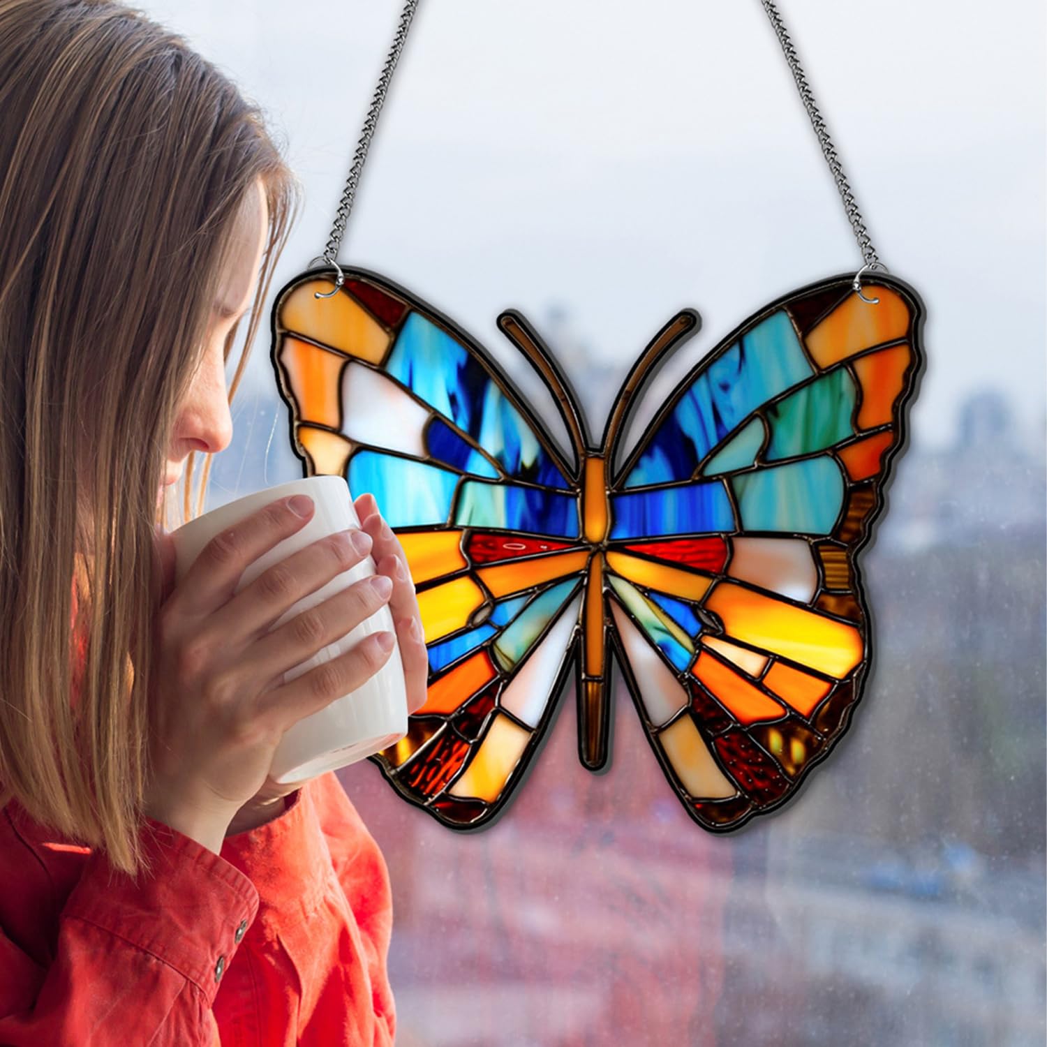 Amazon.co.jp: WYSJYBHJ バタフライデコステンドグラス、アクリル